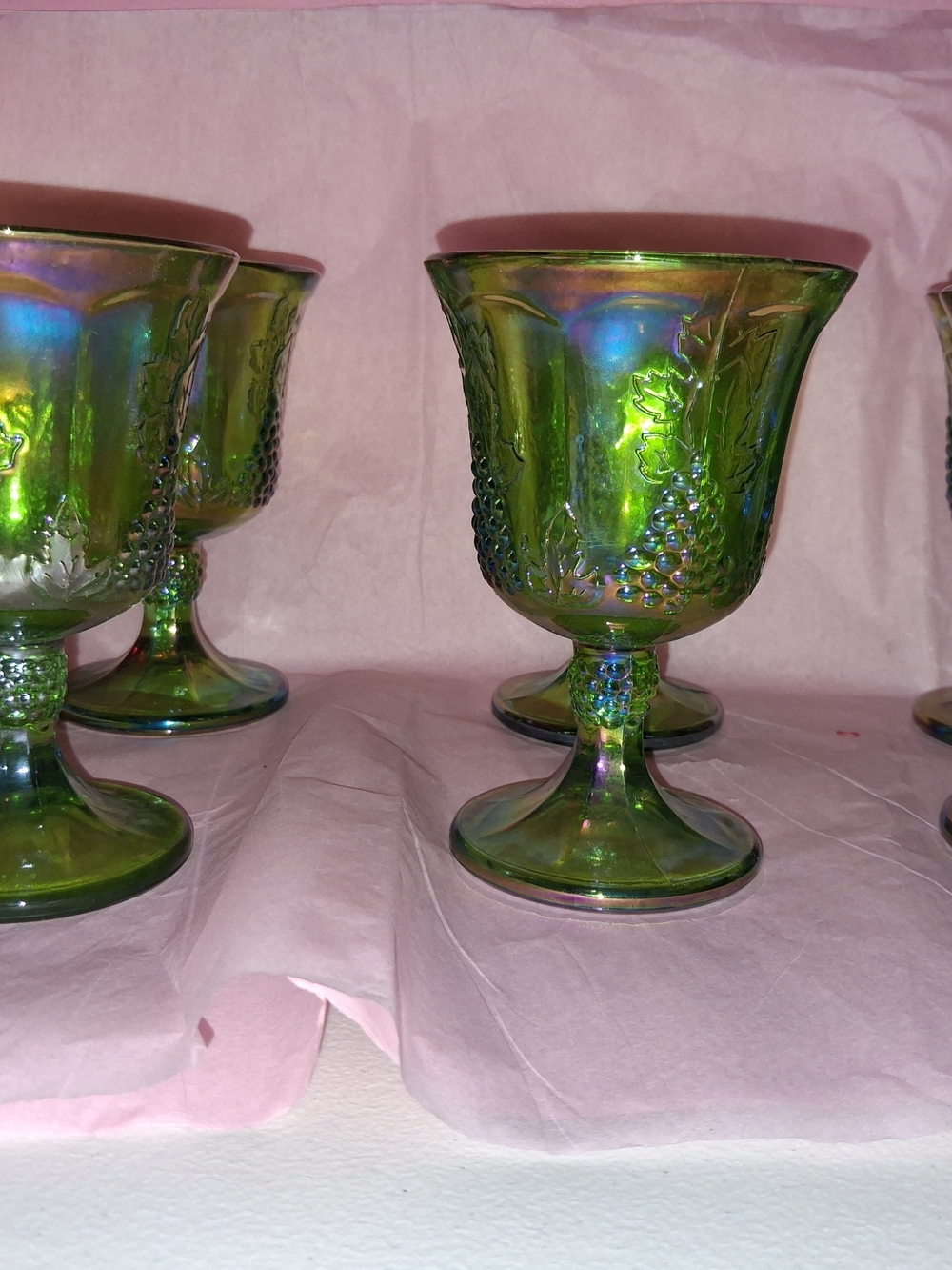 Green Iridescent Goblet - Decorative Home Art Glass